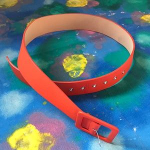 Dolls Kill wide orange belt with square buckle